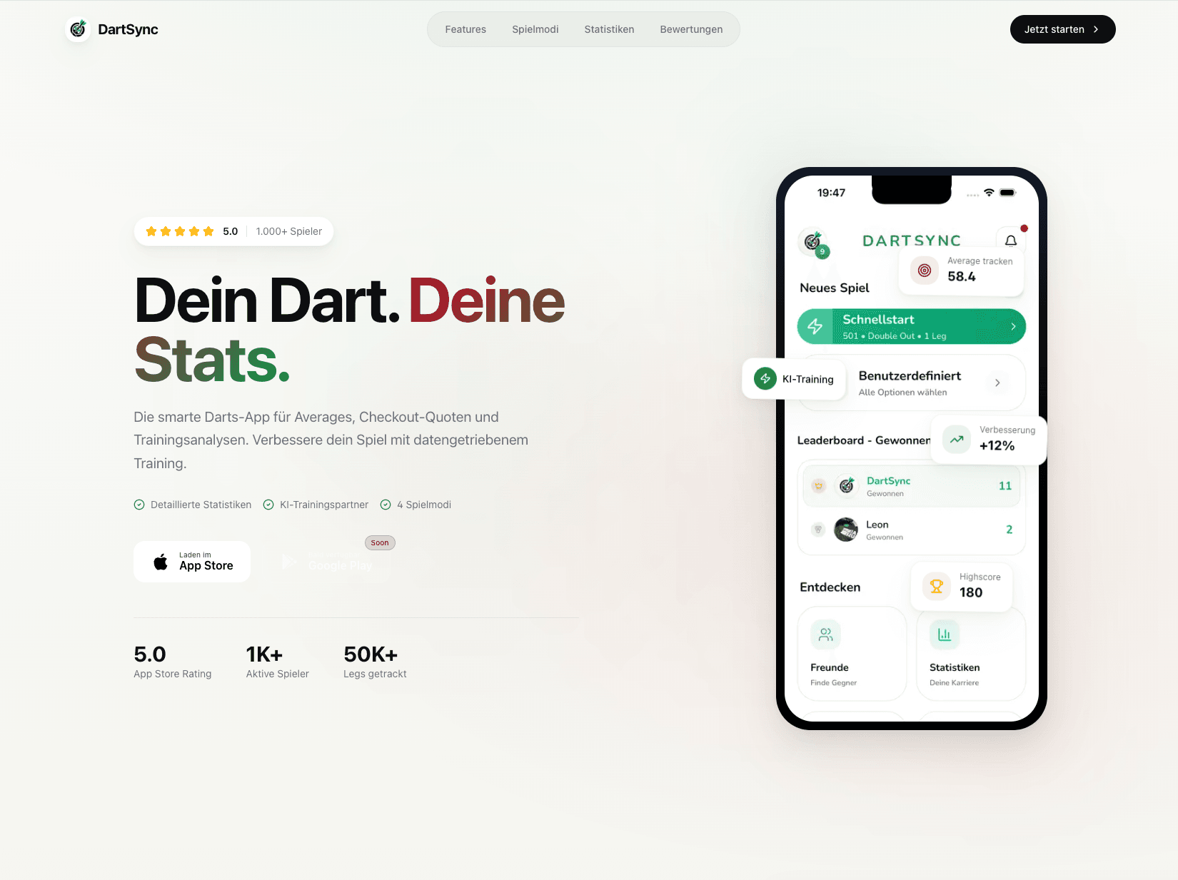 Screenshot von DartSync